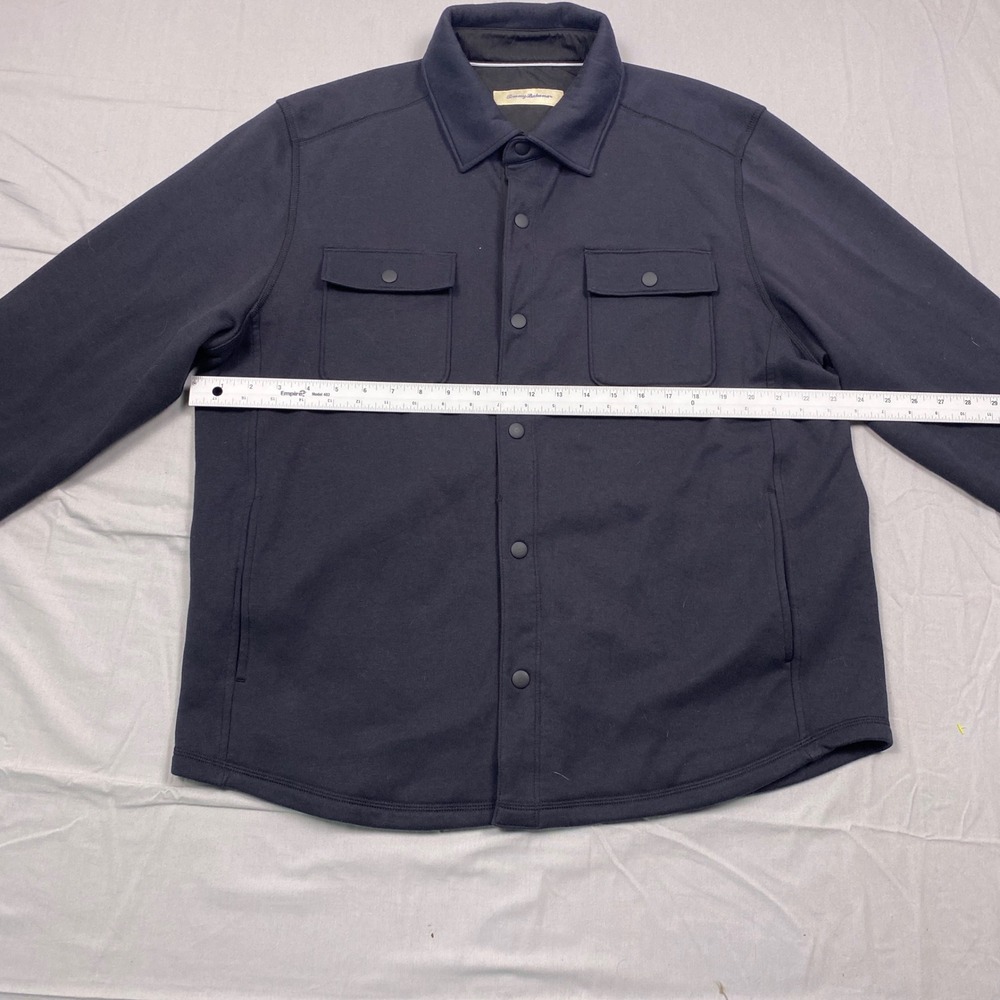 Tommy Bahama Mens Large Black Knit Sleek Snap Front Shirt Jacket Shacket - Picture 7 of 10